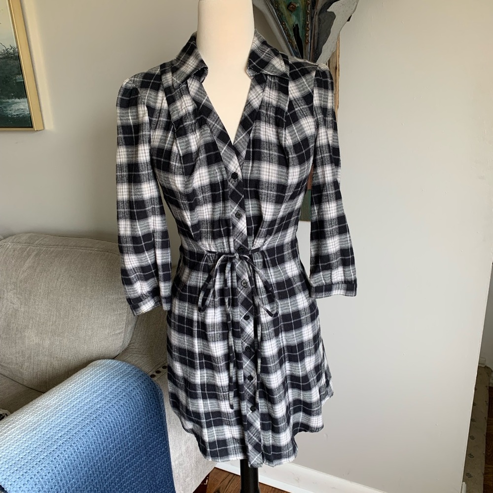 Guess Plaid Button Front Dress